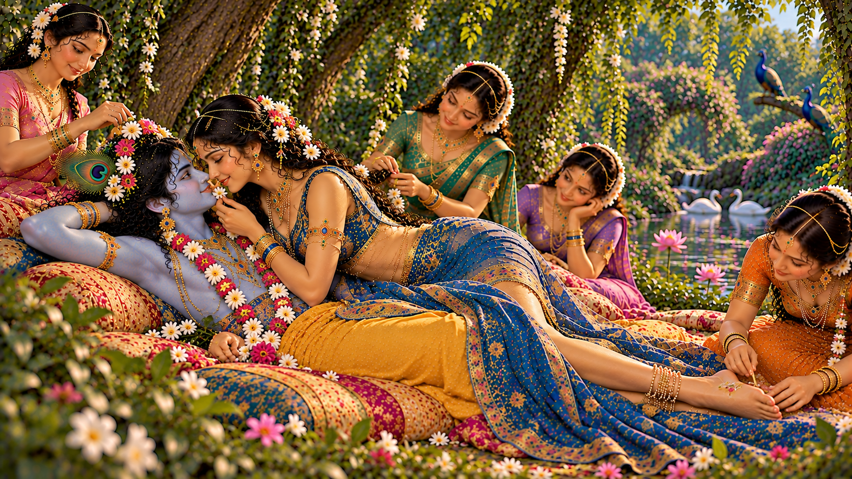 Radha and Krishna pastimes in Vrindavan 107